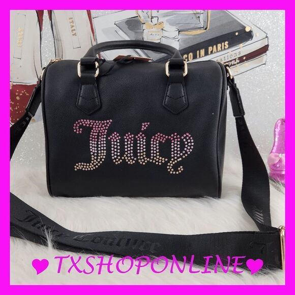 ❣️🎁TikTok Viral {Juicy Couture} Black Rhinestone Satchel Purse🎁❣️ NWT - Picture 7 of 8